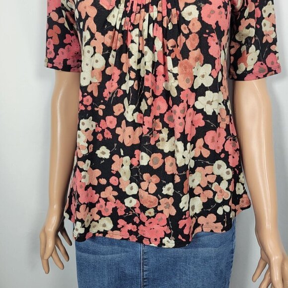 J. Jill Women's Floral Gathered Front Square Neckline 3/4 Sleeve Blouse Size S - Picture 4 of 10